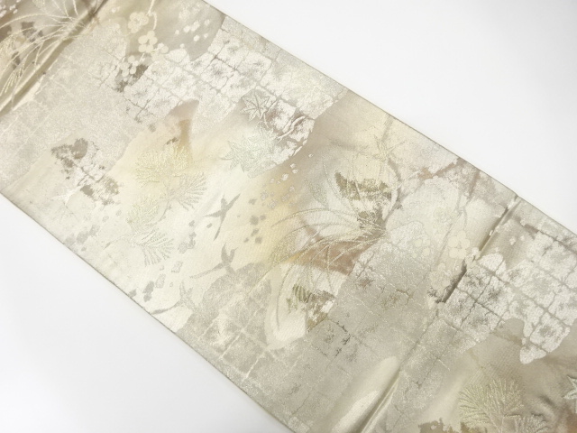 JAPANESE KIMONO / ANTIQUE FUKURO OBI / SILK / WOVEN MIST